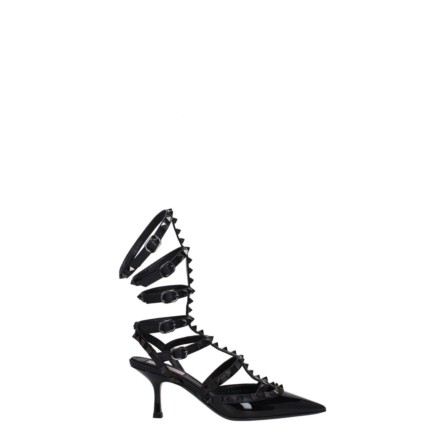 Valentino Garavani Black Leather Stiletto Heel Sandals