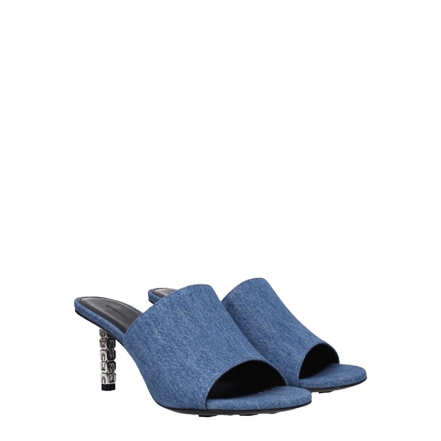 Givenchy Blue Fabric Platform Sandals, open toe, mid heel, leather sole, casual style with denim accents, MPN BE3083E1TM420.