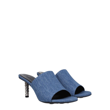 Givenchy Blue Fabric Platform Sandals, open toe, mid heel, leather sole, casual style with denim accents, MPN BE3083E1TM420.