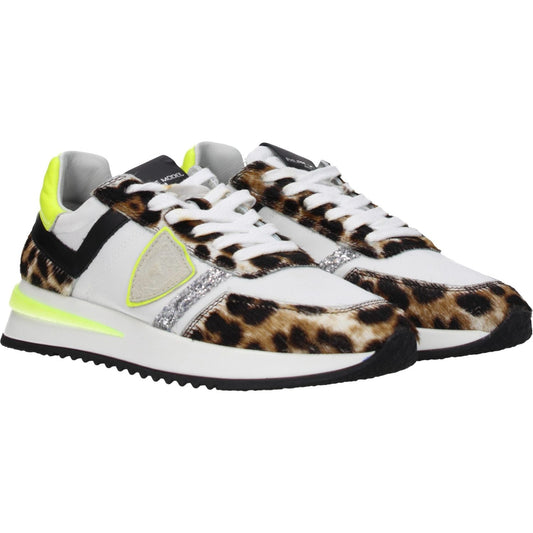 Philippe Model White Fabric Athletic Sneakers