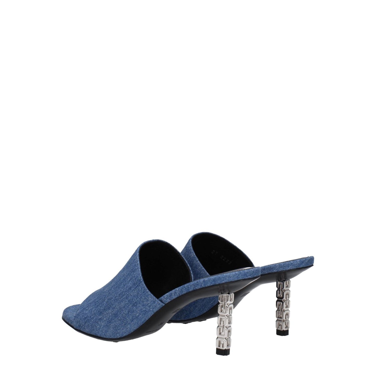 Givenchy Blue Fabric Platform Sandals with open toe, mid heels, and leather sole. MPN: BE3083E1TM420, casual style, denim secondary color.
