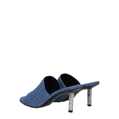 Givenchy Blue Fabric Platform Sandals with open toe, mid heels, and leather sole. MPN: BE3083E1TM420, casual style, denim secondary color.