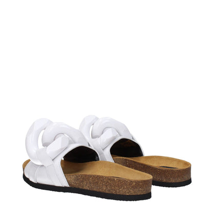 Jw Anderson White Leather Slippers with front detail, open toe, low flat heel. Casual style, rubber sole. MPN: ANW36015A101.