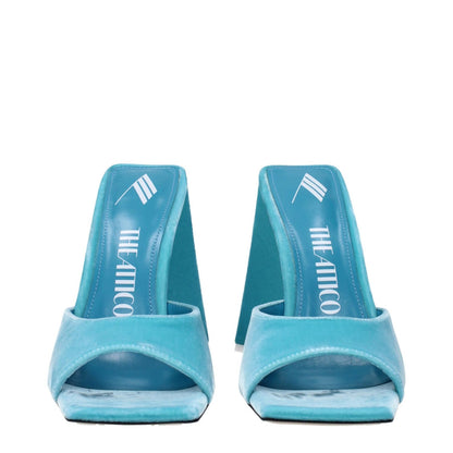 The Attico Light Blue Velvet Platform Sandals