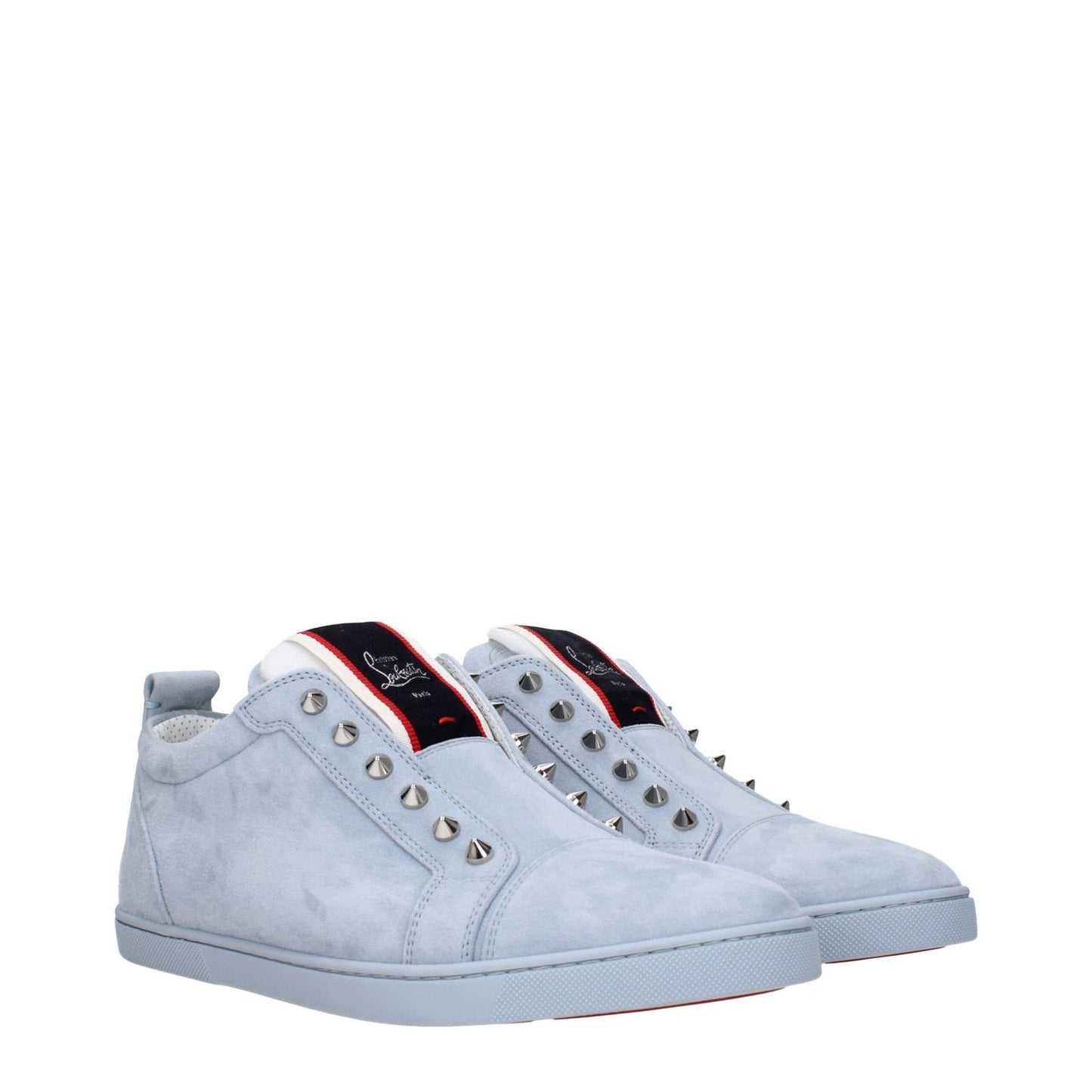 Christian Louboutin Blue Leather Slip-On Loafers