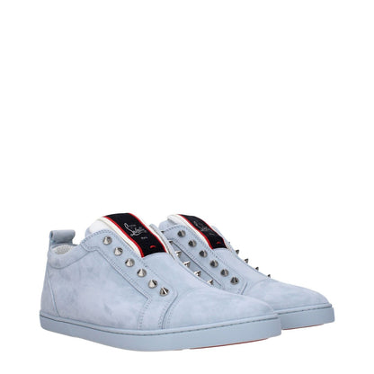 Christian Louboutin Blue Leather Slip-On Loafers