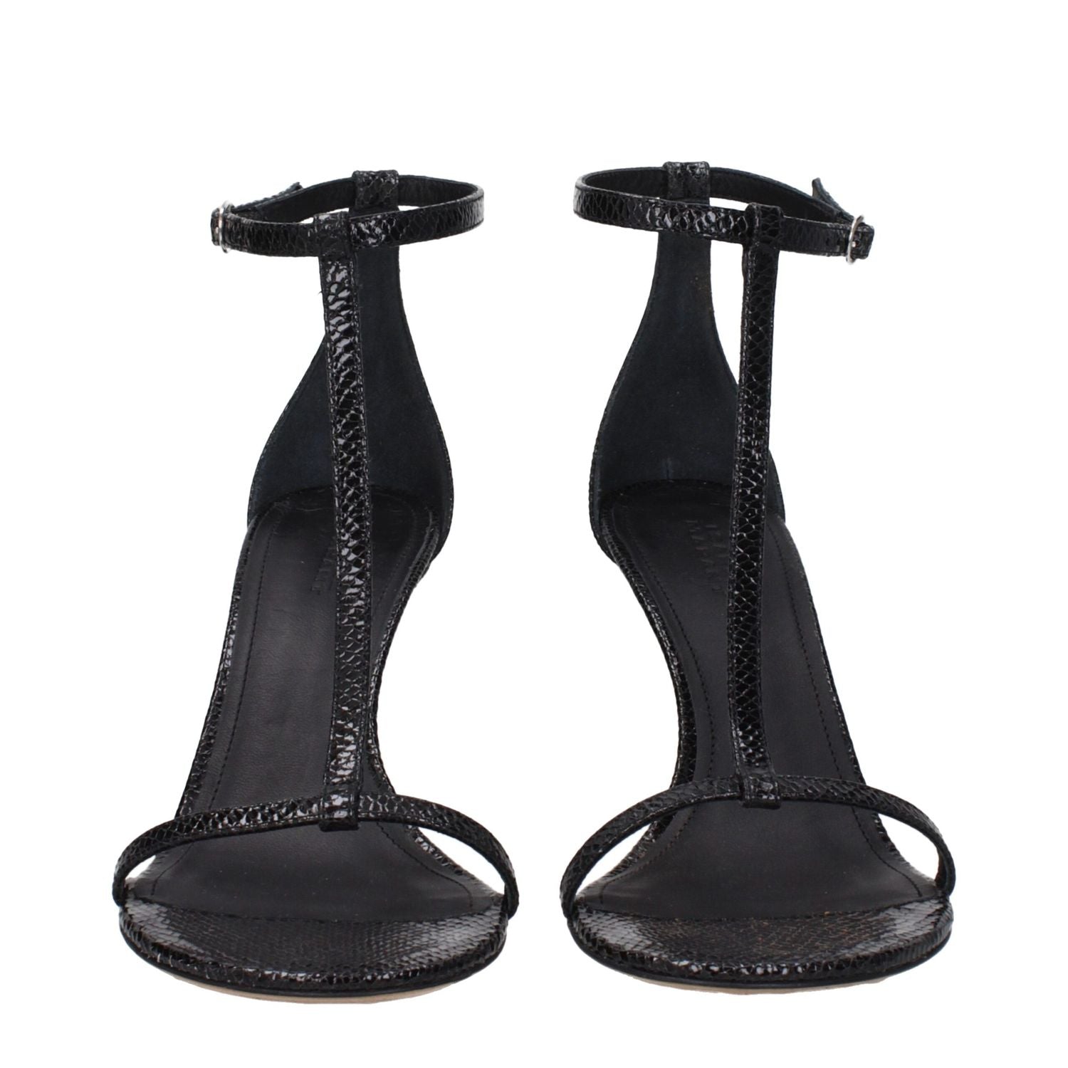 Isabel Marant Black Leather Stiletto Heel Sandals