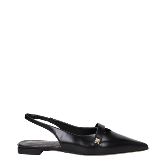 Max Mara Black Leather Ballet Flats