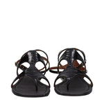 Paris Texas Black Leather Flip-Flop Sandals PA-9257534456073-EU37/US7
