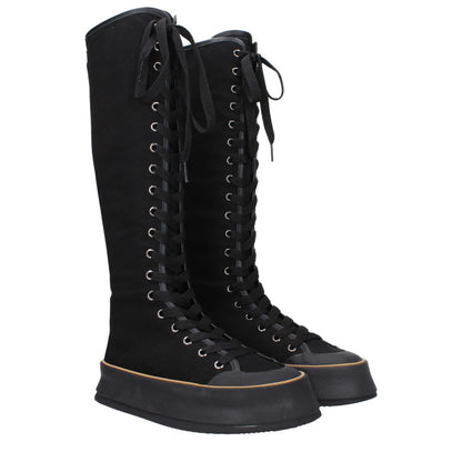 Max Mara Black Fabric Lace-Up Boots