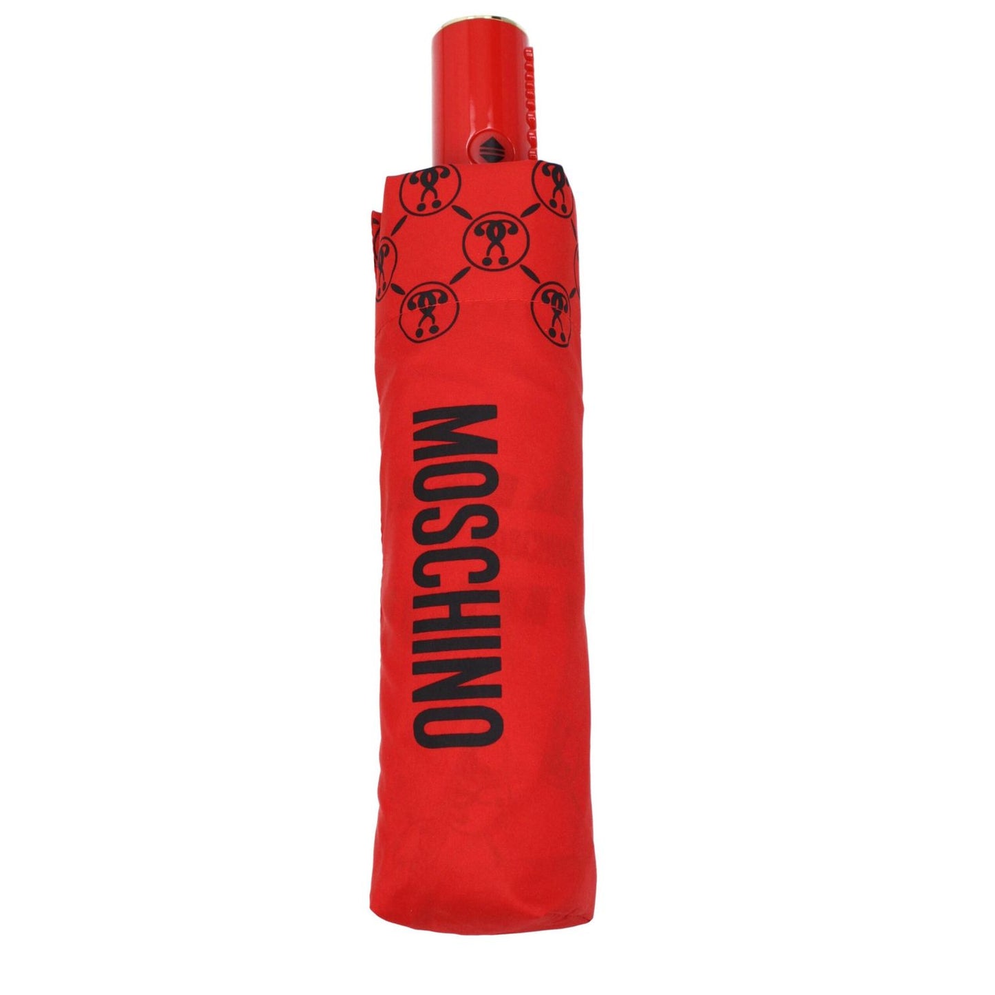 Moschino Red Polyester Umbrella with logo and snap closure, MPN 8936OPENCLOSEC, casual style, compact design.
