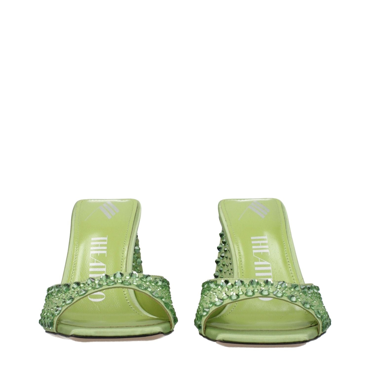 The Attico Green Satin Stiletto Heel Sandals