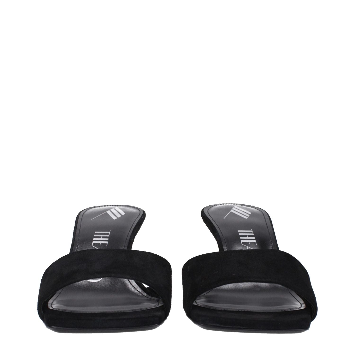 The Attico Black Leather Platform Sandals