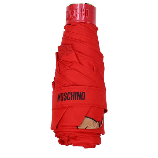 Moschino Red Polyester Umbrella with logo and clip closure in bright red, casual style. MPN: 8351SUPERMINIC.
