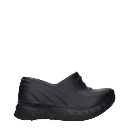 Givenchy Black Cotton Slippers with side and back logo, rubber sole, round toe, wedge heel, style casual.