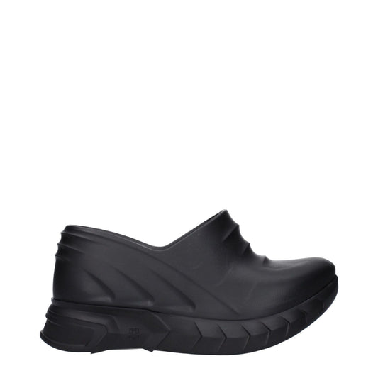 Givenchy Black Cotton Slippers with side and back logo, rubber sole, round toe, wedge heel, style casual.