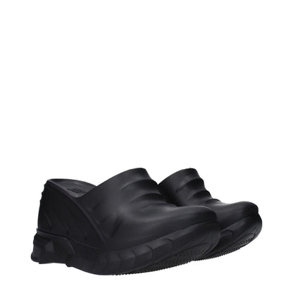 Givenchy Black Cotton Slippers with side and back logo, round toe, wedge heel, made from durable rubber, casual style, MPN BE305UE0Y9001.