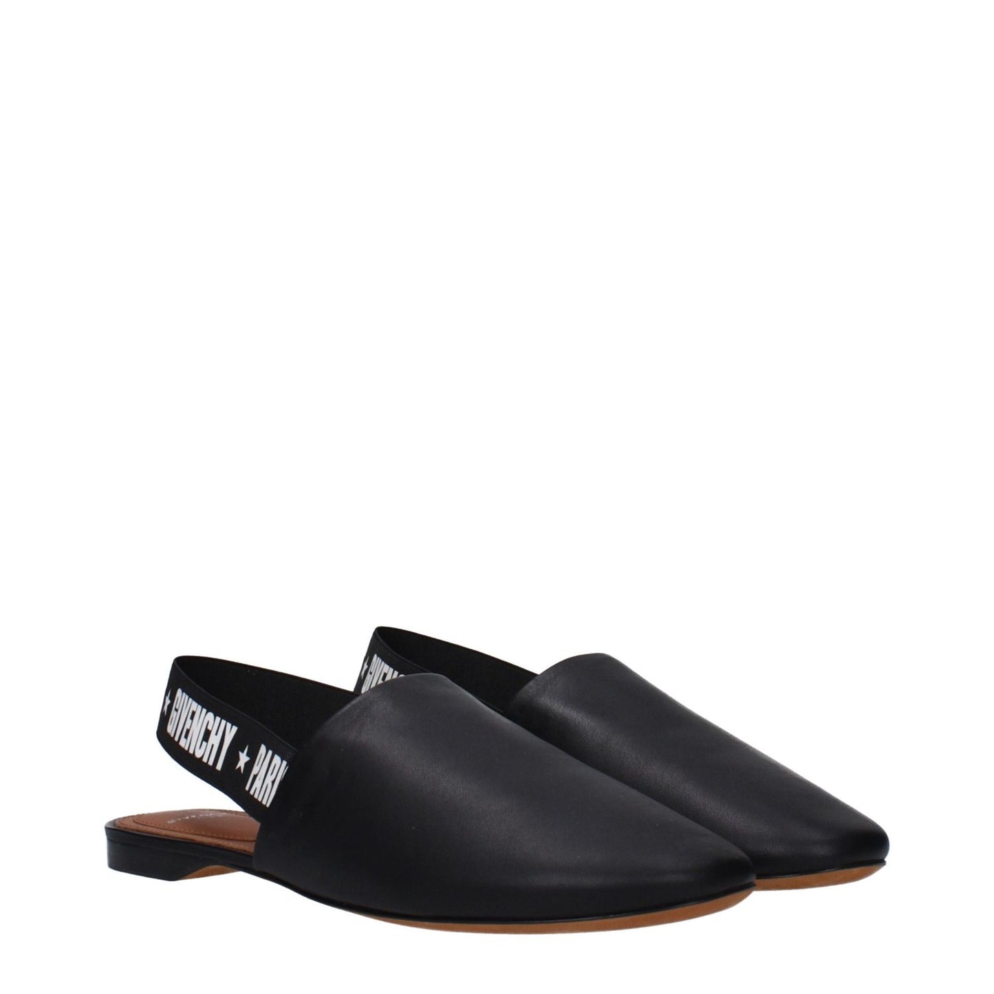 Givenchy Black Leather Slides with logo details, round toe, and flat heel, stylish casual sandals for men, MPN BE2003E00HSCRITTA001