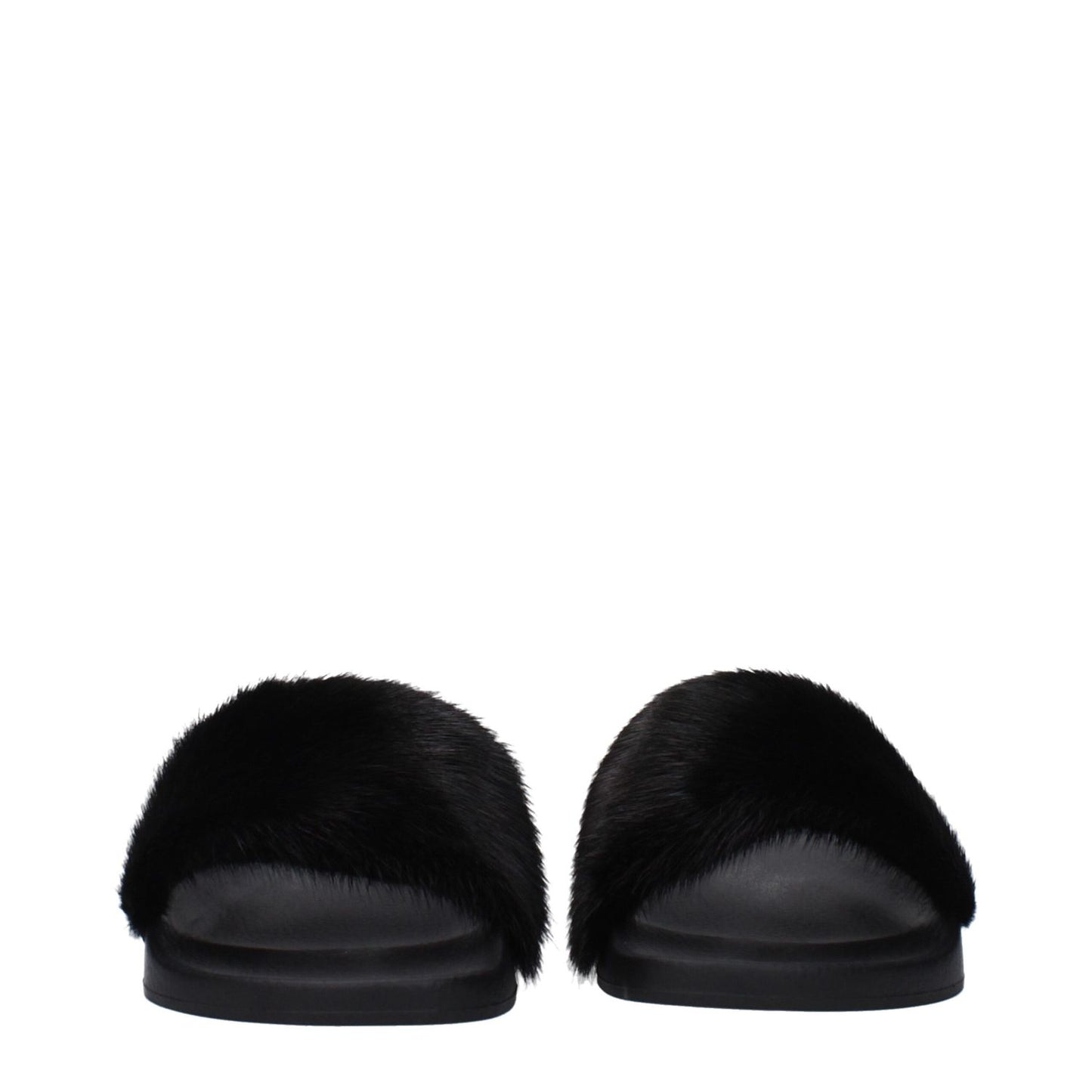 Alt Tag: Givenchy Black Cotton Slippers with open toe and side logo, featuring a low, flat rubber sole for casual wear.