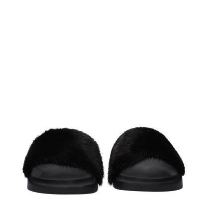 Alt Tag: Givenchy Black Cotton Slippers with open toe and side logo, featuring a low, flat rubber sole for casual wear.