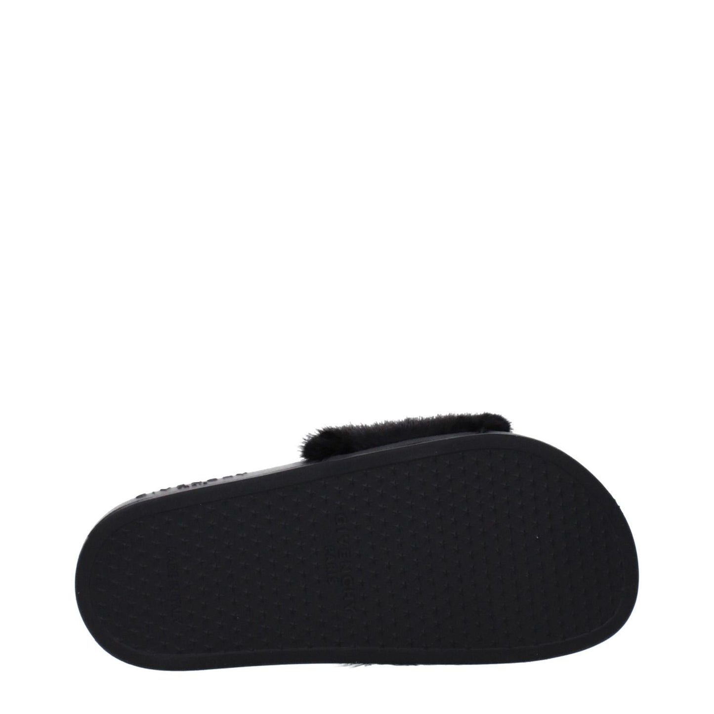 Givenchy Black Cotton Slippers with rubber sole, casual style, open toe, low heel, and side logo, MPN BE08209806001.
