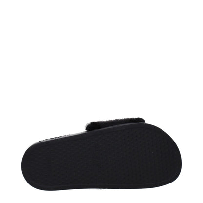 Givenchy Black Cotton Slippers with rubber sole, casual style, open toe, low heel, and side logo, MPN BE08209806001.