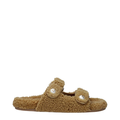 Jimmy Choo Brown Fabric Slippers with side detail, open toe, and rubber sole, featuring a strap closure and side logo.