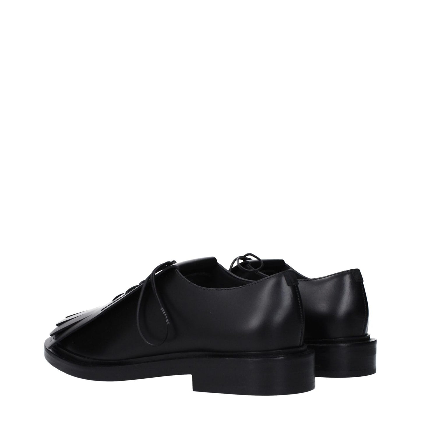 Max Mara Black Leather Oxfords And Derbies, lace-up design, rubber sole, low flat heel, casual style shoes.