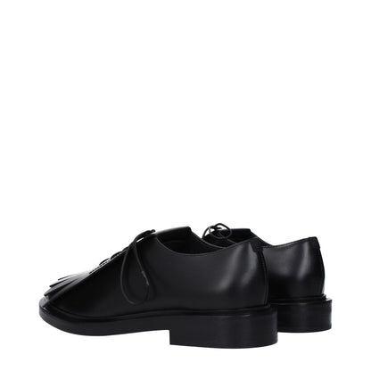 Max Mara Black Leather Oxfords And Derbies, lace-up design, rubber sole, low flat heel, casual style shoes.
