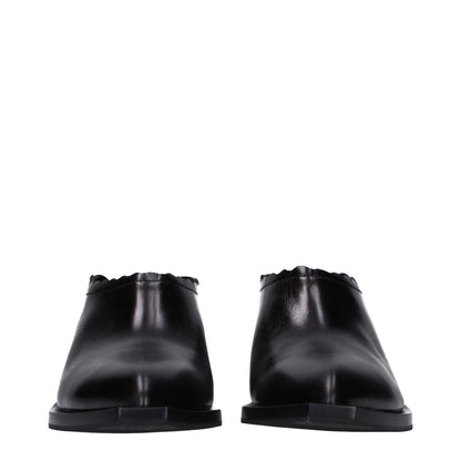Moschino Black Leather Mules
