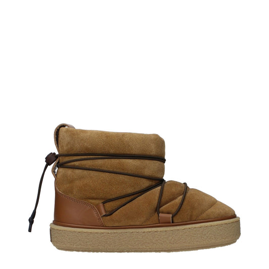 Isabel Marant Brown Leather Ankle Boots with drawstring closure and rubber sole, featuring a round toe and casual style in brown suede.
