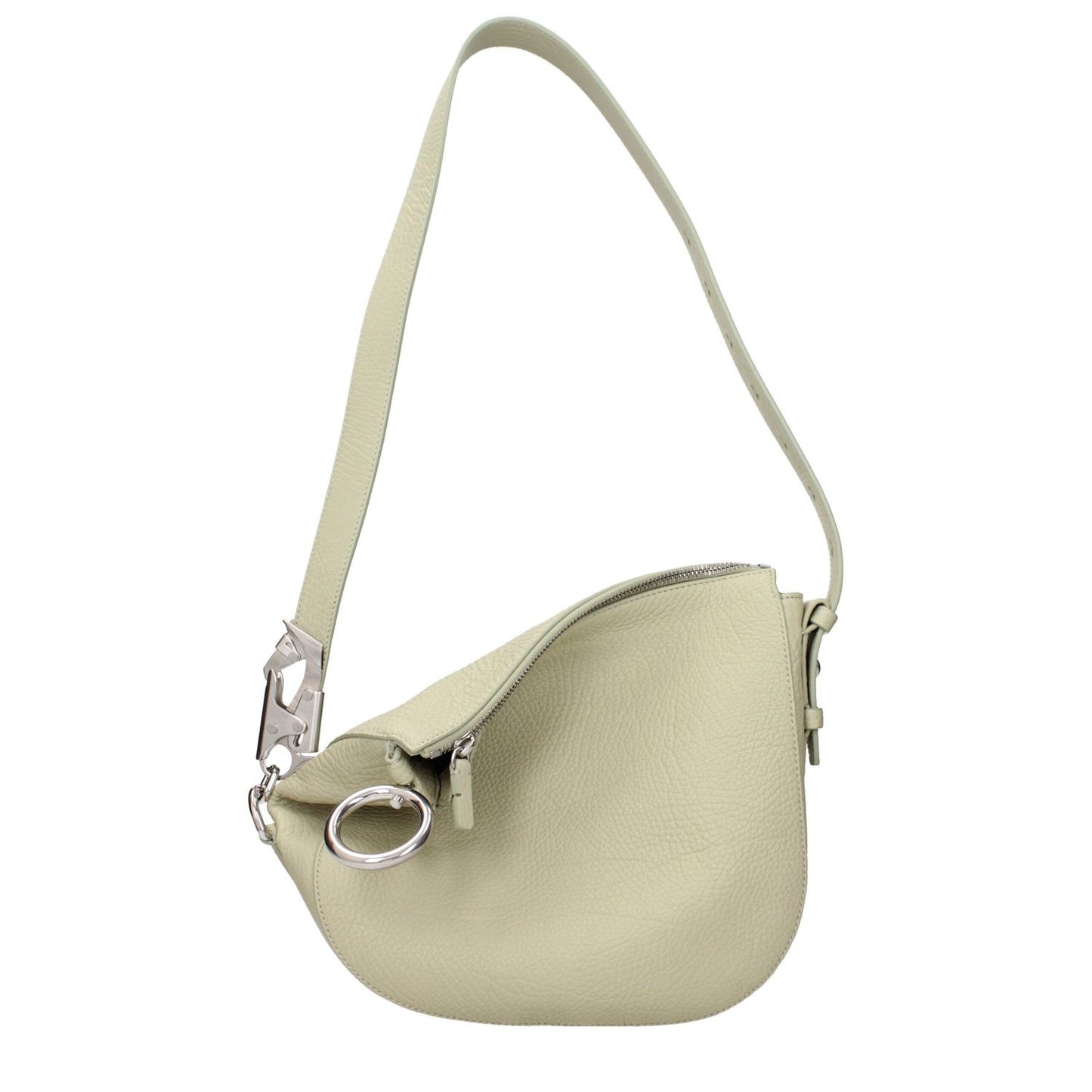 Burberry Green Leather Shoulder Bag with adjustable handle and zip closure, designed for casual style, MPN 8082392.