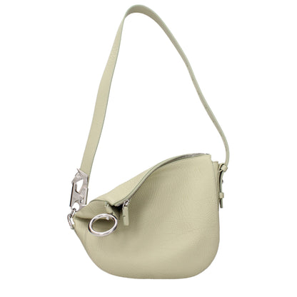 Burberry Green Leather Shoulder Bag with adjustable handle and zip closure, designed for casual style, MPN 8082392.