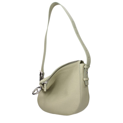 Burberry Green Leather Shoulder Bag with adjustable handle and zip closure, casual style, MPN 8082392, silver hardware accents.