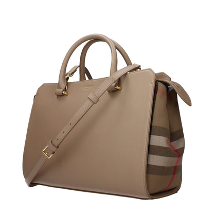 Burberry Beige Leather Handbag with adjustable shoulder strap, front logo, and zip closure. Casual, small size, perfect for everyday use.
