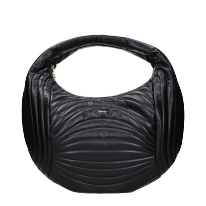 Salvatore Ferragamo Black Leather Handbag with front logo design, MPN 2189360776493, code F83258.