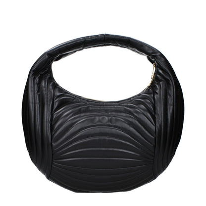 Salvatore Ferragamo Black Leather Handbag with front logo and unique design, MPN 2189360776493, code F83258, designed by Salvatore Ferragamo.