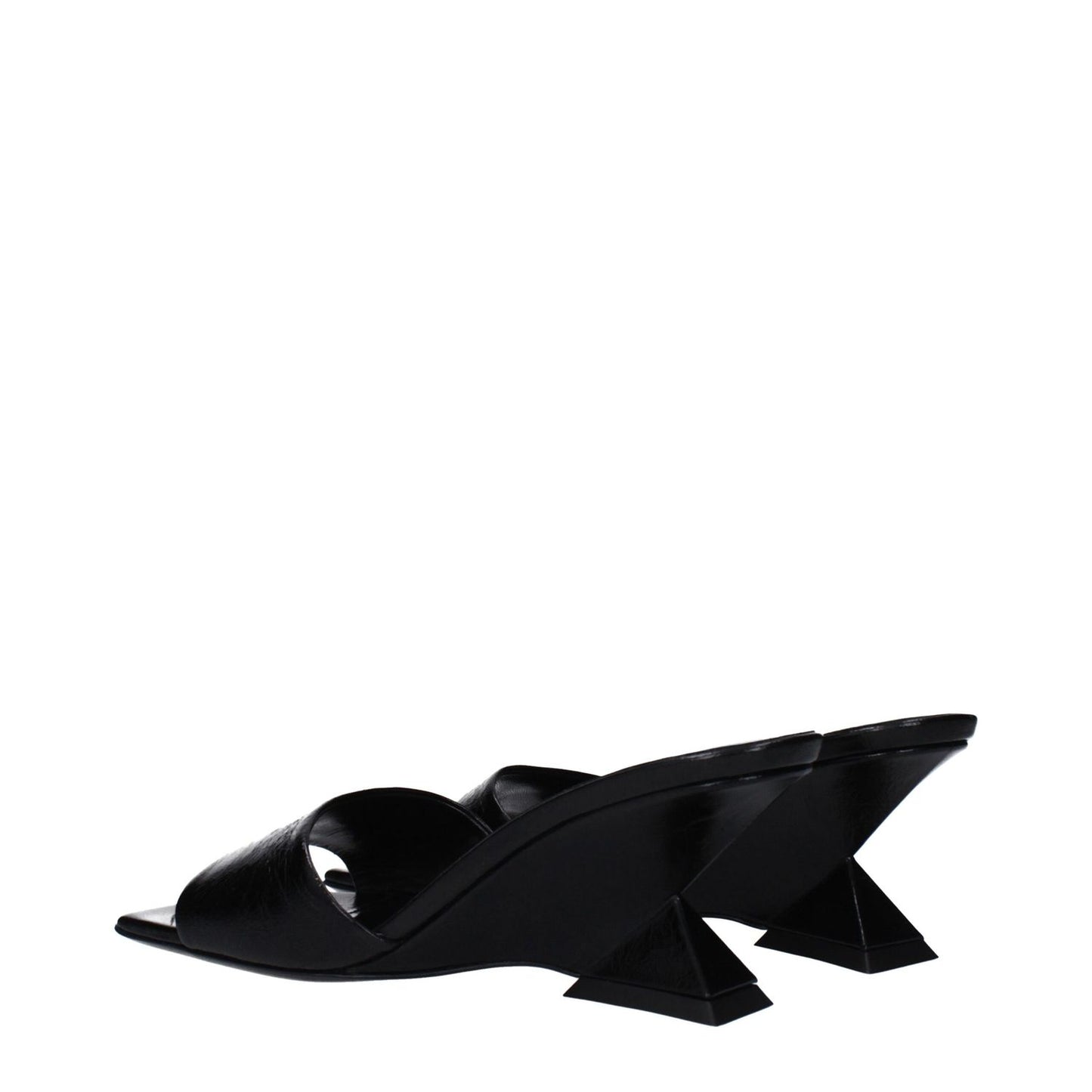 The Attico Black Leather Sandals with vintage and aged effect, MPN S605L070100, code F83208. Stylish and elegant design.