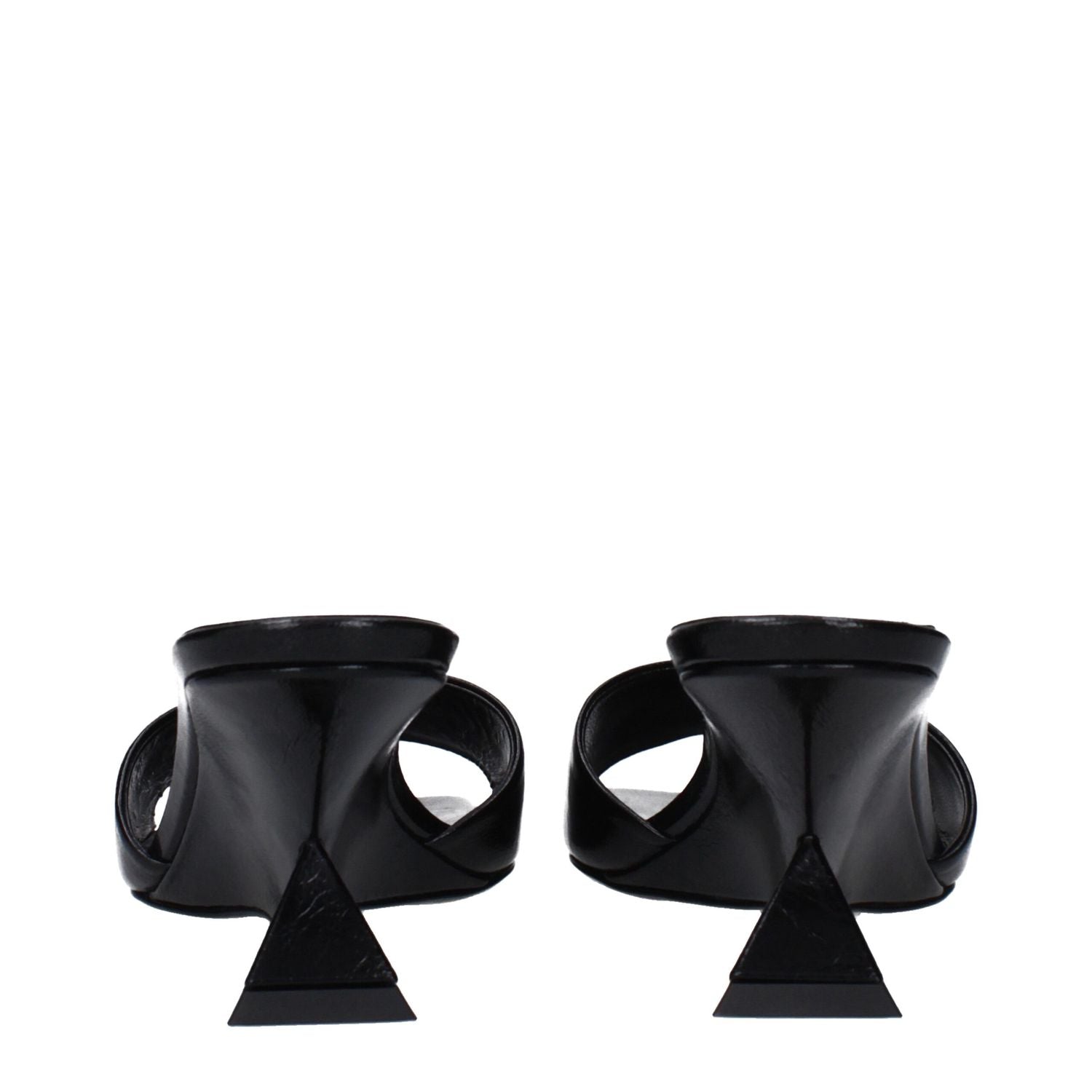 The Attico Black Leather Sandals