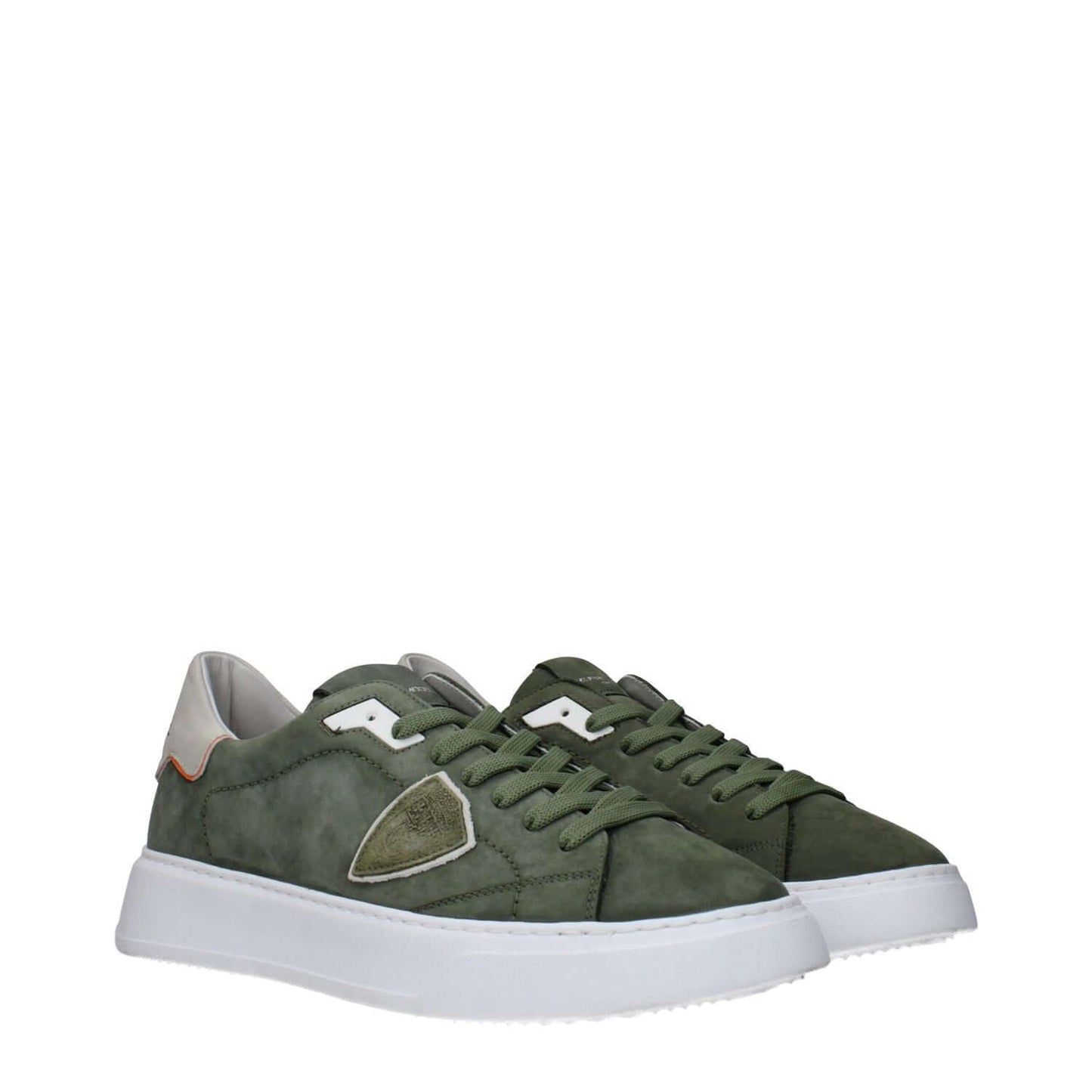 Philippe Model Green Leather Low Top Sneakers