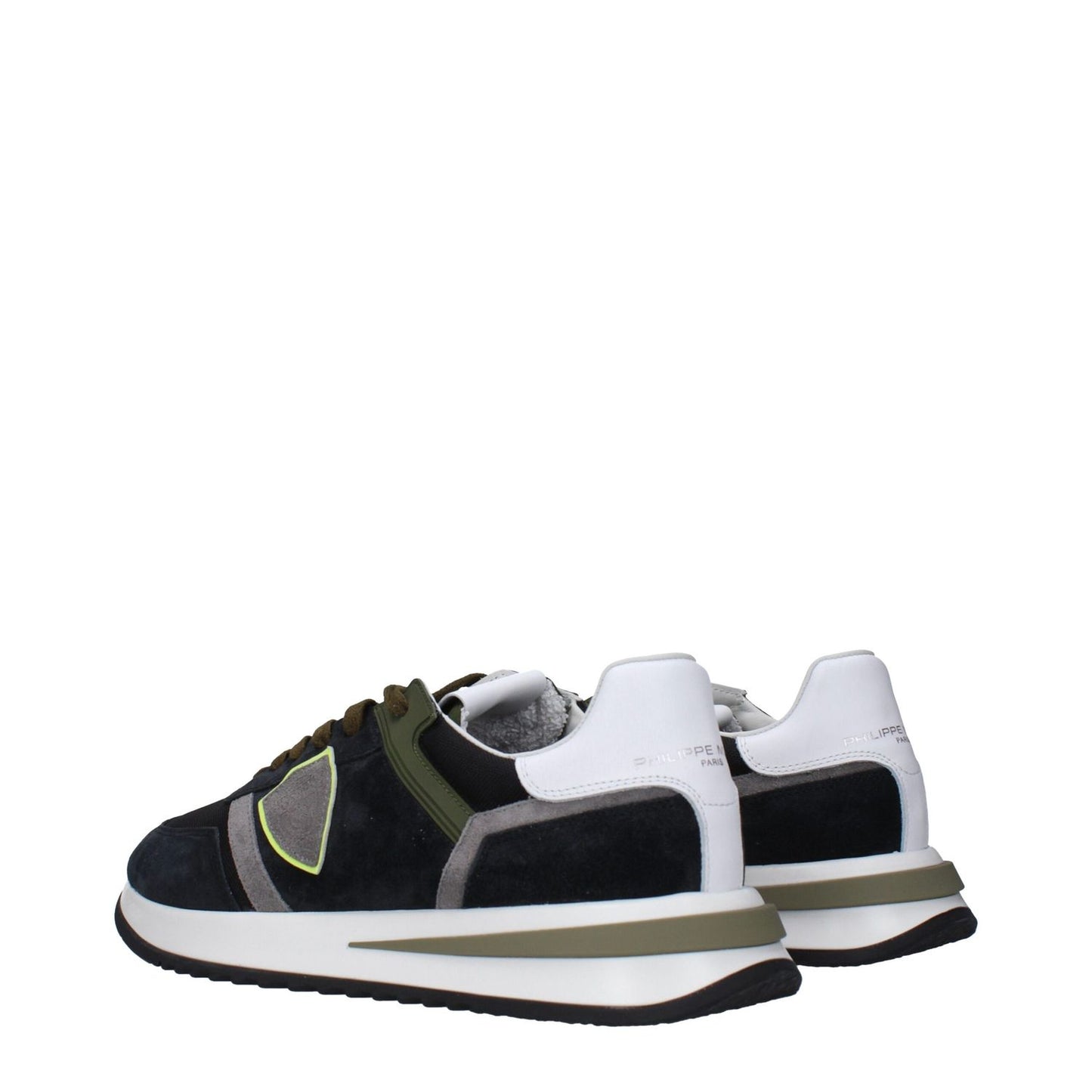 Philippe Model Blue Leather Athletic Sneakers with front, back, and side logos in suede, MPN TYLURTCAMOSCIOTB301, product code F83324