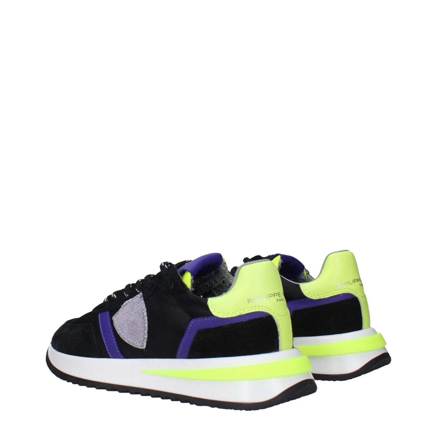 Philippe Model Black Fabric Athletic Sneakers with logos and vintage effect