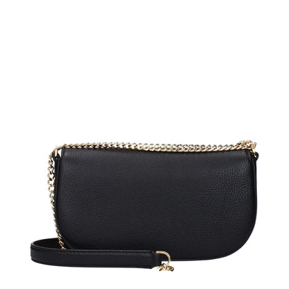 Tory Burch Black Leather Crossbody Bag with gold chain, small size, magnetic closure, and six card holders. Casual style MPN 153566001.