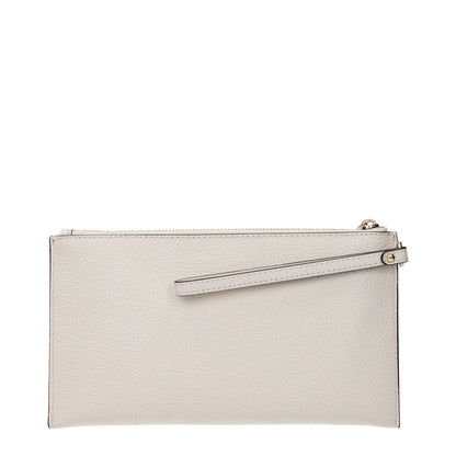 Michael Kors Beige Leather Clutch Bag with front logo, MPN 35S4GTVW3LLTCREAM, code F83408, elegant accessory.