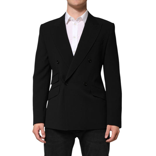 Dolce & Gabbana Black SICILIA Double Breasted Coat Blazer