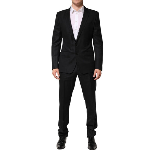 Dolce & Gabbana Black Jacquard Single Breasted 2 Piece Suit KOS2329-44