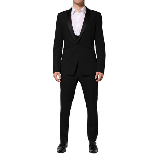Dolce & Gabbana Black Wool 3 Piece Single Breasted Suit KOS2360-50