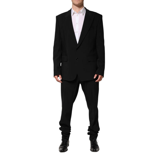 Dolce & Gabbana Black Cotton Single Breasted 2 Piece Suit KOS2363-58