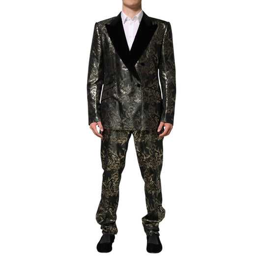 Dolce & Gabbana Metallic Floral Jacquard Silk 2 Piece Suit KOS2367-56
