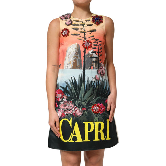 Dolce & Gabbana Multicolor Crystal Embellished A-line Mini Dress DR81766-38